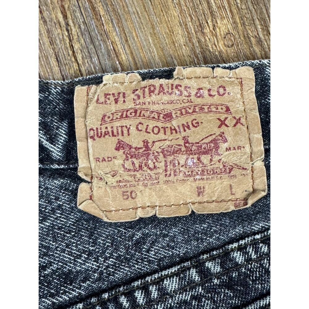 Vintage RARE 1980s Gray Levis 501 Acid Wash Button Fly Jeans Grunge Rock Metal - Picture 4 of 11